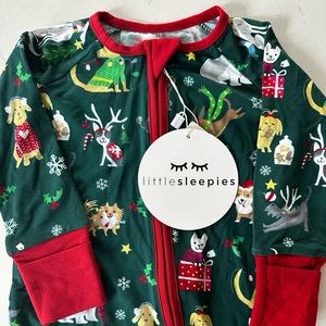 Little Sleepies Holiday Hounds Christmas Footie Pajamas 3-6 Month NWT